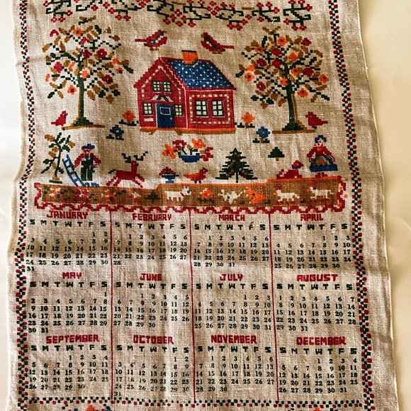 Vintage Calendar Tea Towel Bless This House Wall Hanging Lot Of 3 - Picture 3 of 3